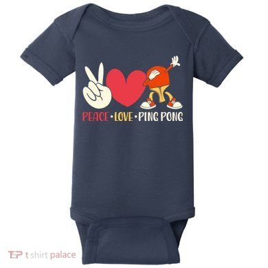 Ping Pong Table Tennis Paddle Peace Love Ping Pong Baby Bodysuit