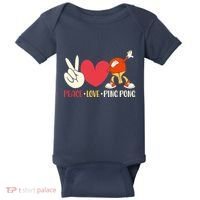 Ping Pong Table Tennis Paddle Peace Love Ping Pong Baby Bodysuit thumb 0