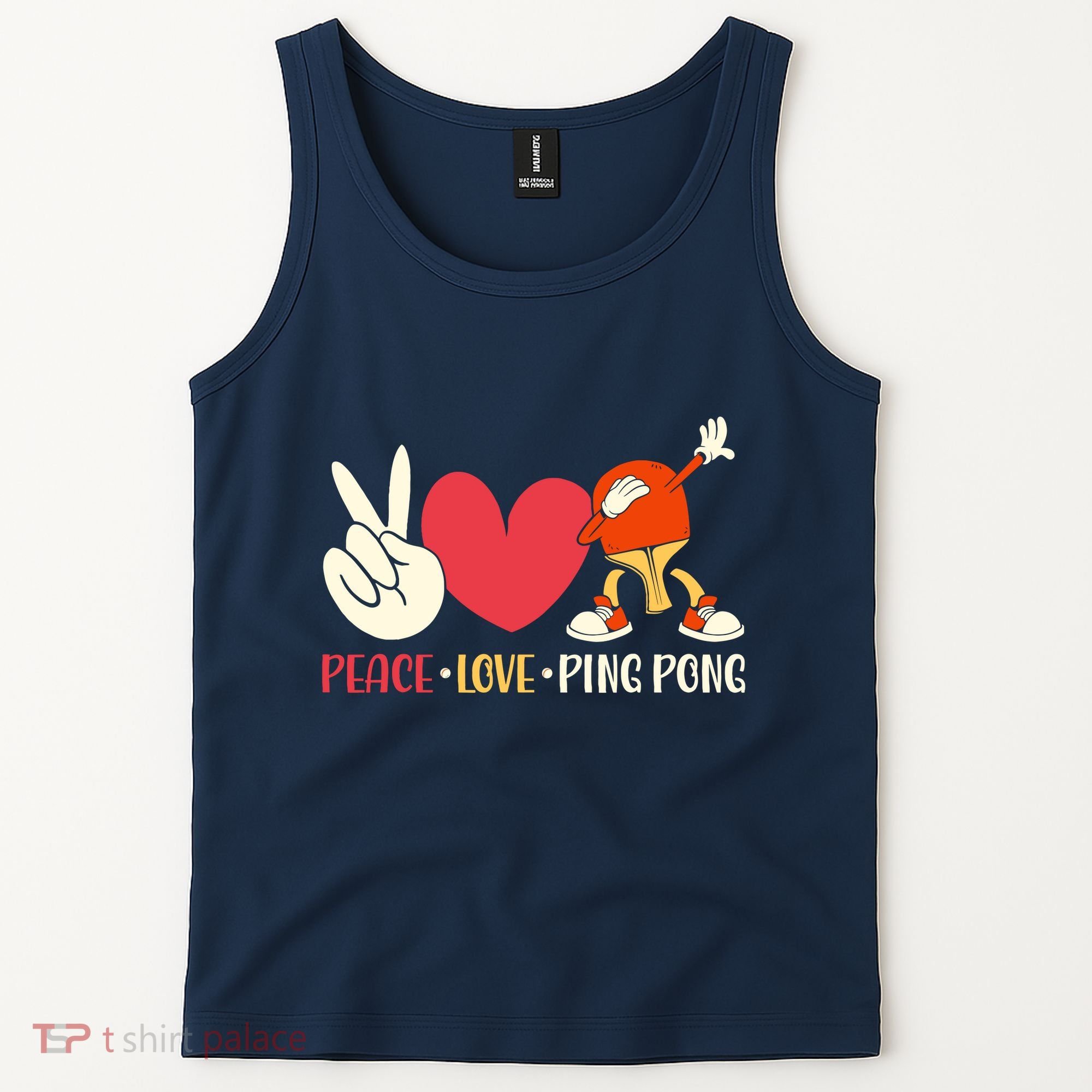 Ping Pong Table Tennis Paddle Peace Love Ping Pong Tank Top