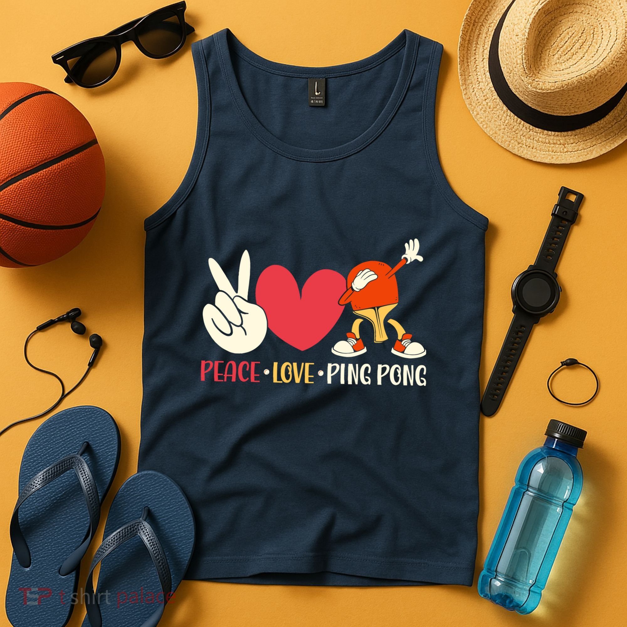 Ping Pong Table Tennis Paddle Peace Love Ping Pong Tank Top