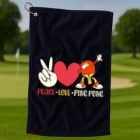 Ping Pong Table Tennis Paddle Peace Love Ping Pong Golf Towel thumb 1