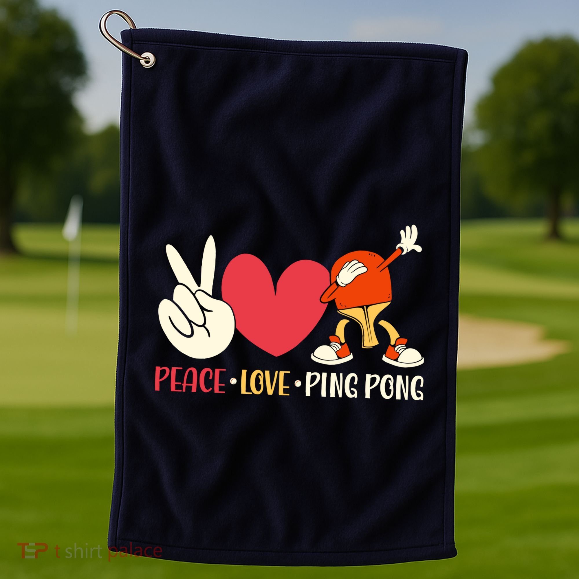 Ping Pong Table Tennis Paddle Peace Love Ping Pong Golf Towel