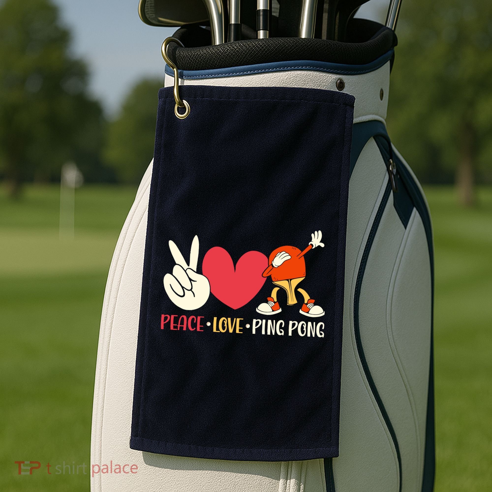 Ping Pong Table Tennis Paddle Peace Love Ping Pong Golf Towel