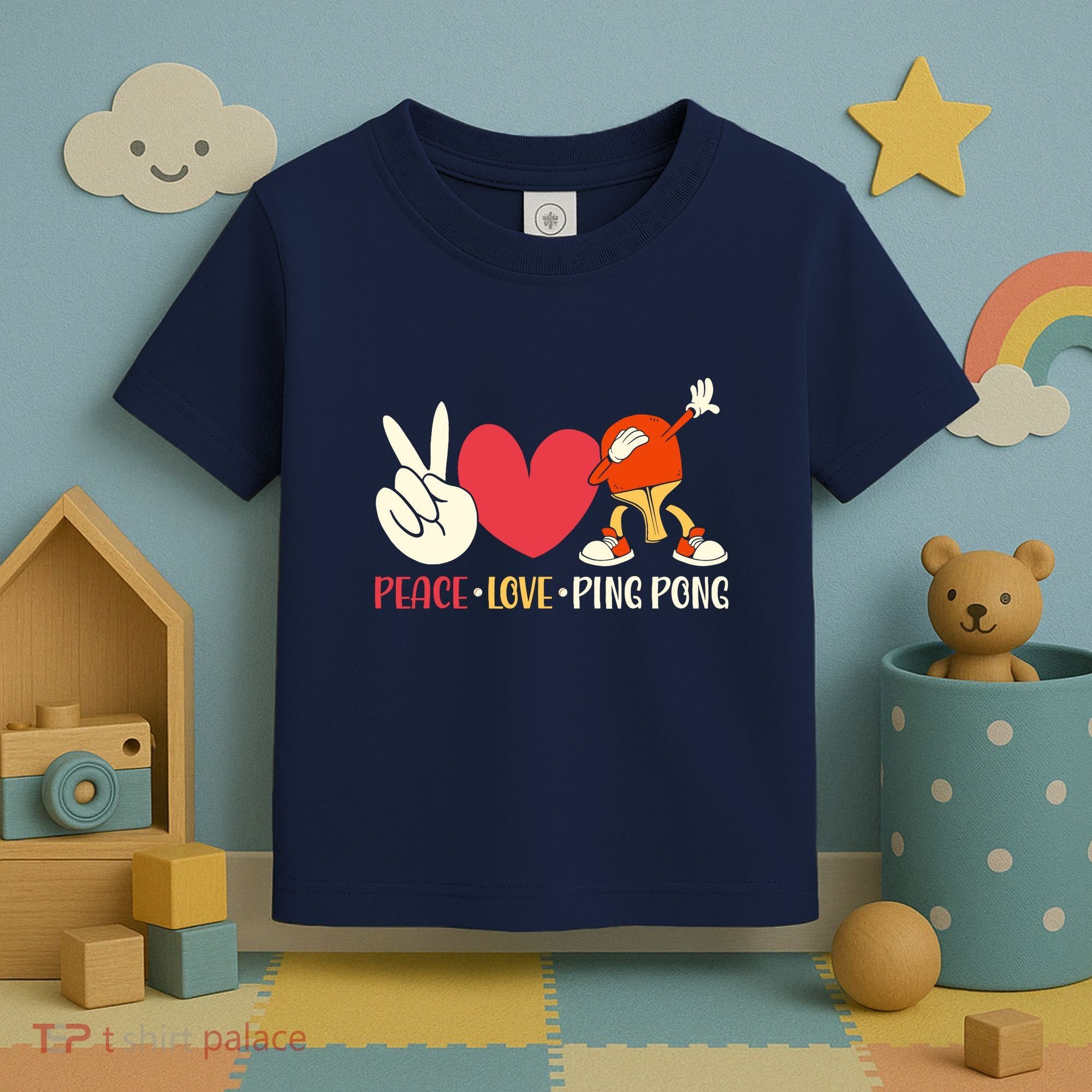 Ping Pong Table Tennis Paddle Peace Love Ping Pong Toddler T-Shirt