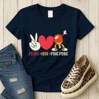 Ping Pong Table Tennis Paddle Peace Love Ping Pong Women's T-Shirt thumb 3