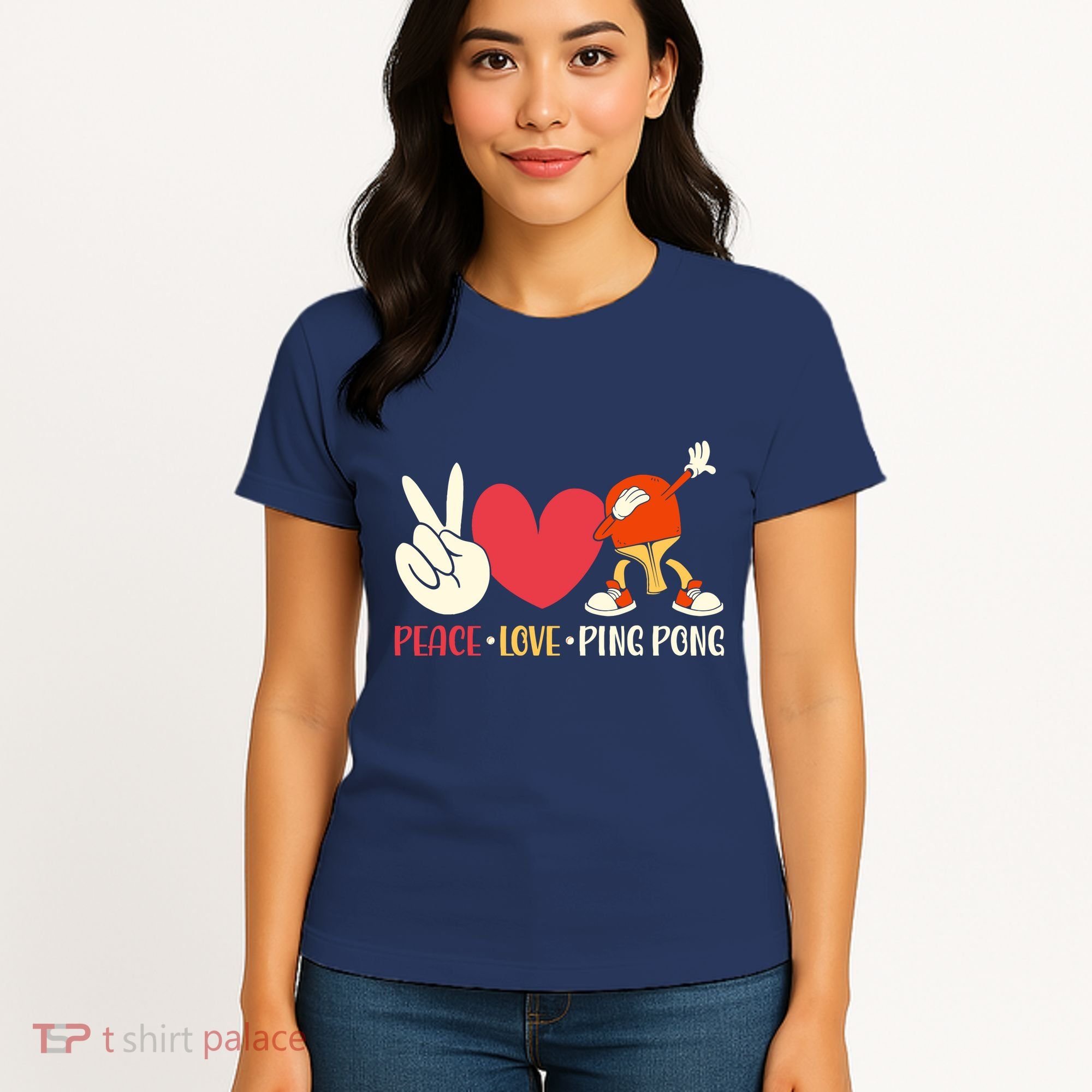 Ping Pong Table Tennis Paddle Peace Love Ping Pong Women's T-Shirt
