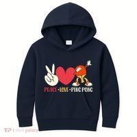 Ping Pong Table Tennis Paddle Peace Love Ping Pong Kids Hoodie thumb 0