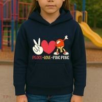 Ping Pong Table Tennis Paddle Peace Love Ping Pong Kids Hoodie thumb 3