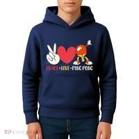 Ping Pong Table Tennis Paddle Peace Love Ping Pong Kids Hoodie thumb 4