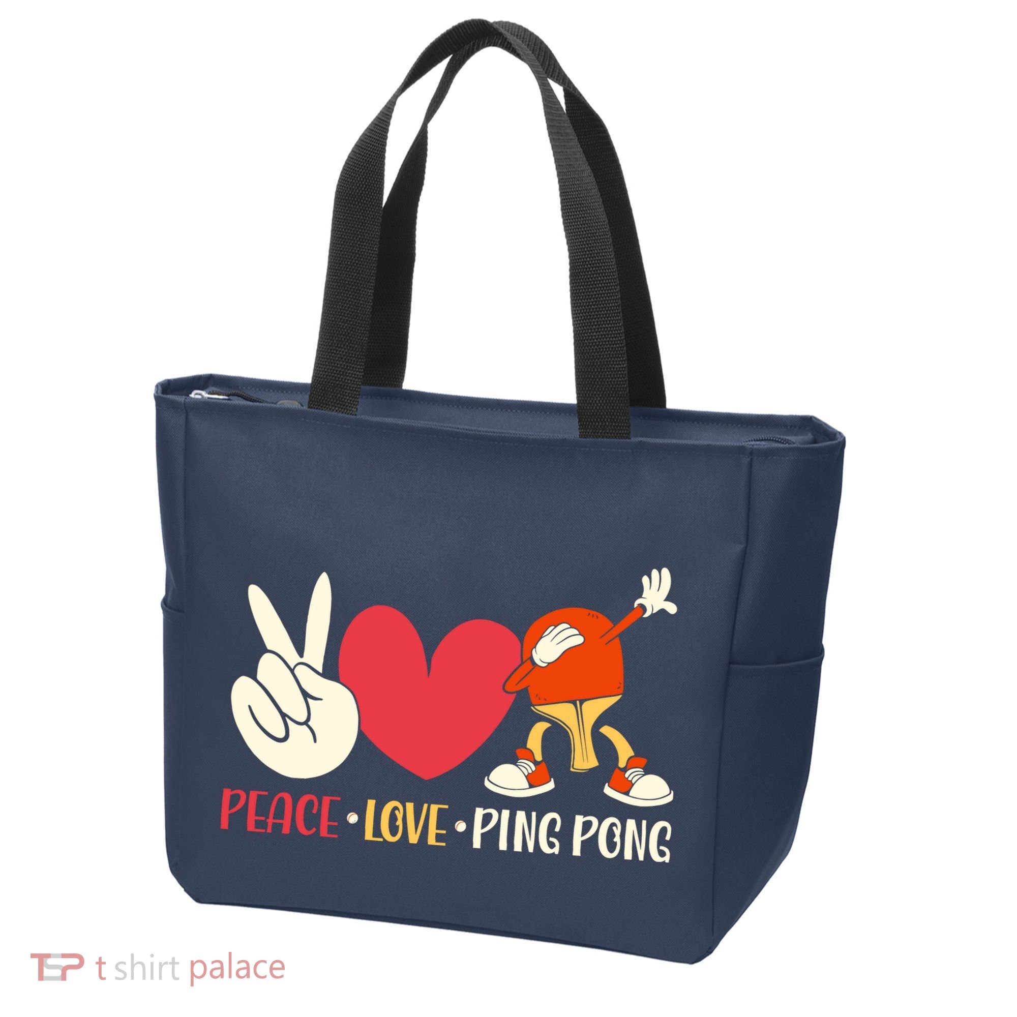 Ping Pong Table Tennis Paddle Peace Love Ping Pong Tote Bag
