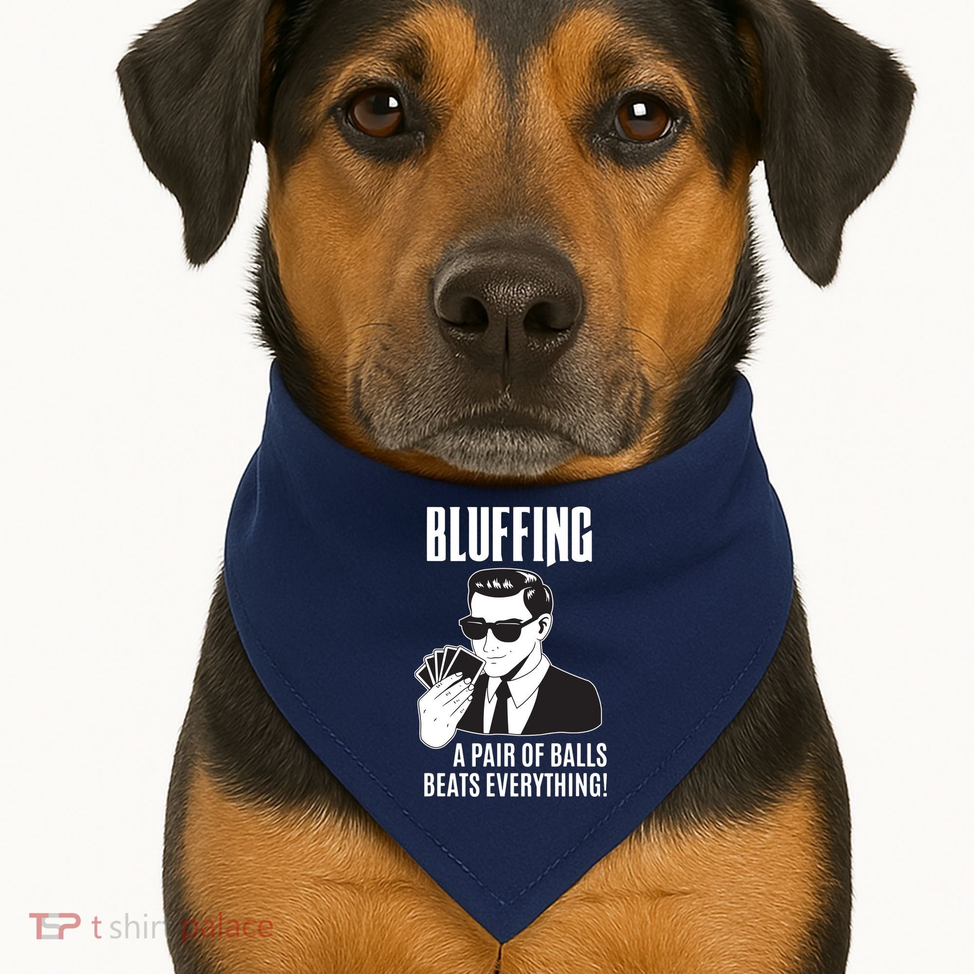 Poker Player Texas Hold'Em Night Bluffing Funny Poker USA-Made Doggie Bandana