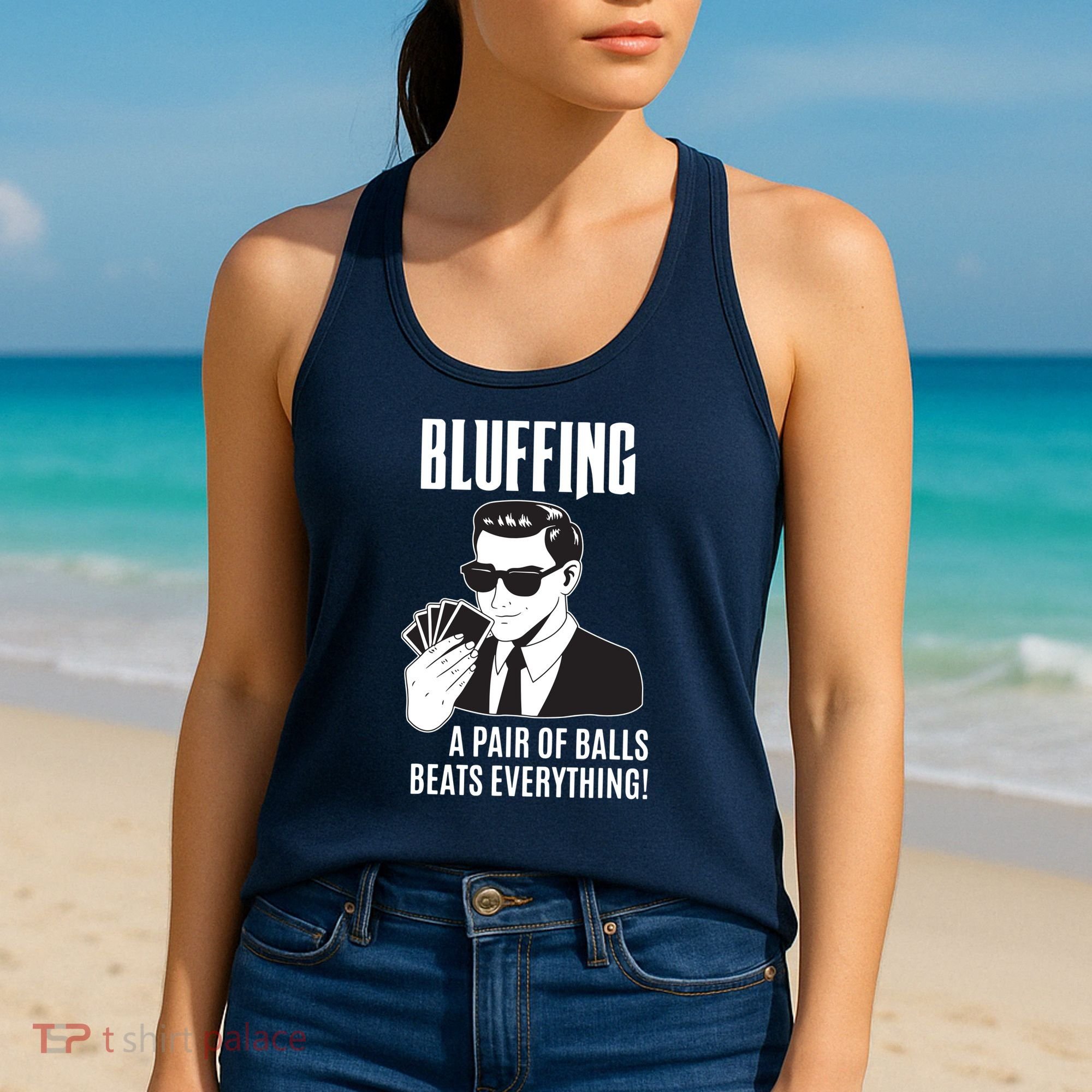 Poker Player Texas Hold'Em Night Bluffing Funny Poker Women's Tank Top