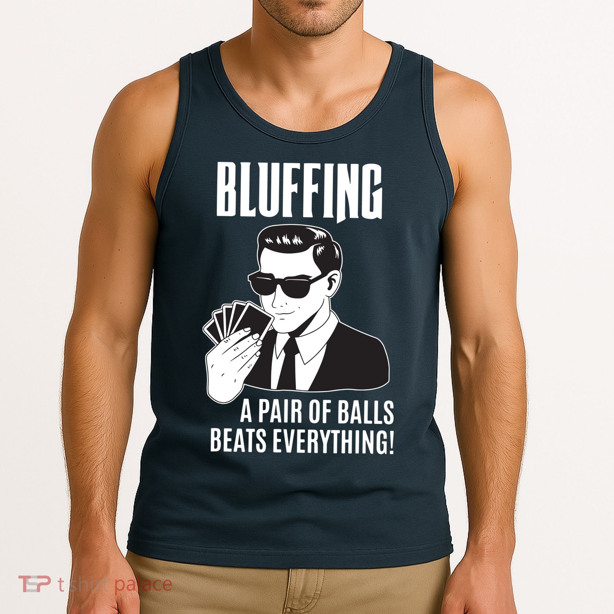 Poker Player Texas Hold'Em Night Bluffing Funny Poker Tank Top