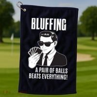 Poker Player Texas Hold'Em Night Bluffing Funny Poker Golf Towel thumb 1