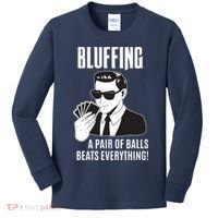 Poker Player Texas Hold'Em Night Bluffing Funny Poker Kids Long Sleeve Shirt thumb 0