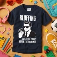 Poker Player Texas Hold'Em Night Bluffing Funny Poker Kids T-Shirt thumb 3