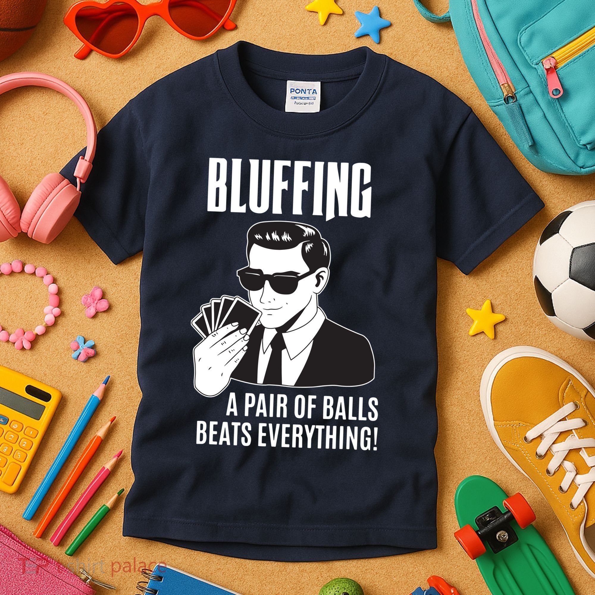 Poker Player Texas Hold'Em Night Bluffing Funny Poker Kids T-Shirt