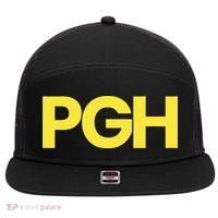 Pittsburgh Pgh Text Retro Throwback Pennsylvania 7 Panel Mesh Trucker Snapback Hat thumb 0