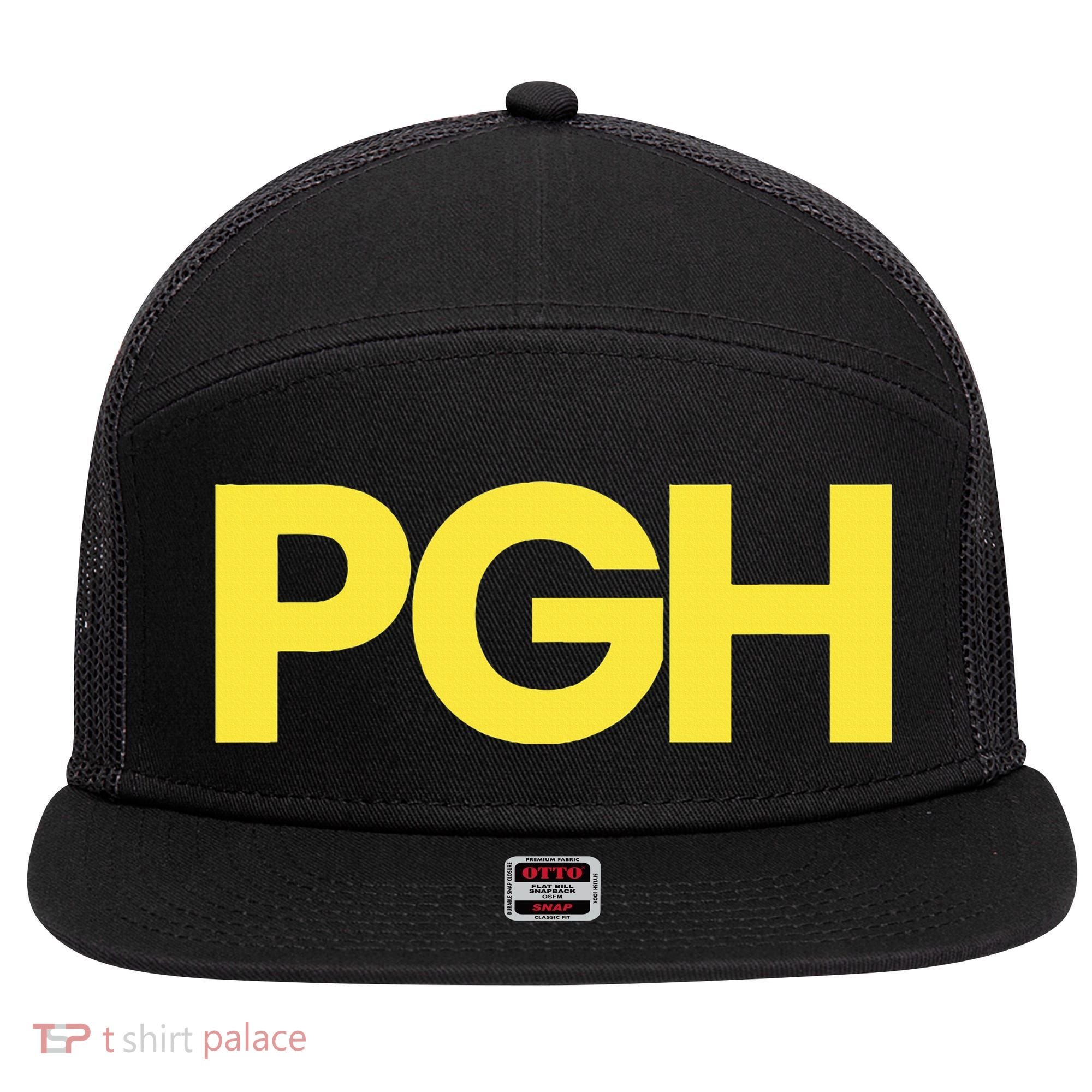 Pittsburgh Pgh Text Retro Throwback Pennsylvania 7 Panel Mesh Trucker Snapback Hat