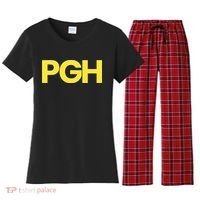Pittsburgh Pgh Text Retro Throwback Pennsylvania Women's Flannel Pajama Set thumb 0