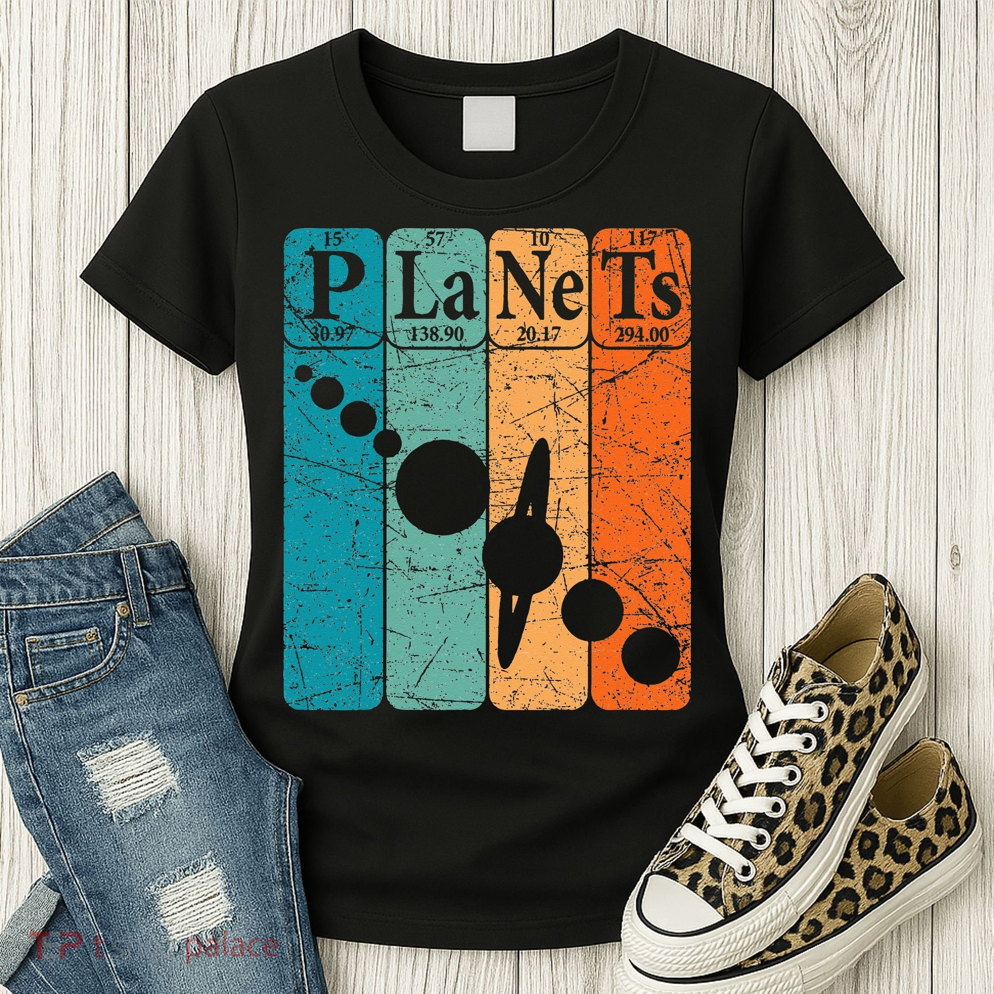 Planets Periodic Table Elements Solar System Planets Women's T-Shirt