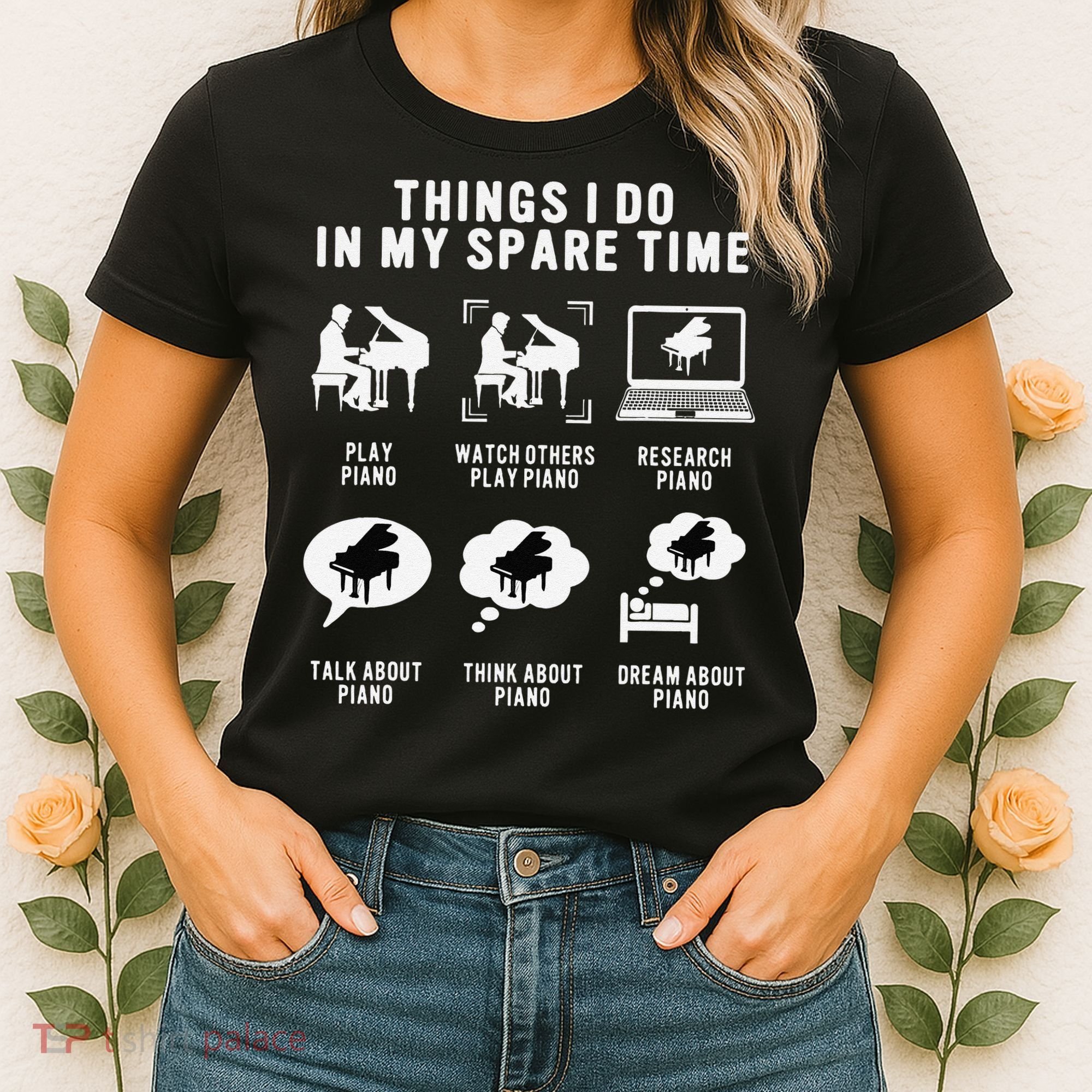 Piano Player Teacher Lover Cool Keyboard Musician Pianist Women's T-Shirt