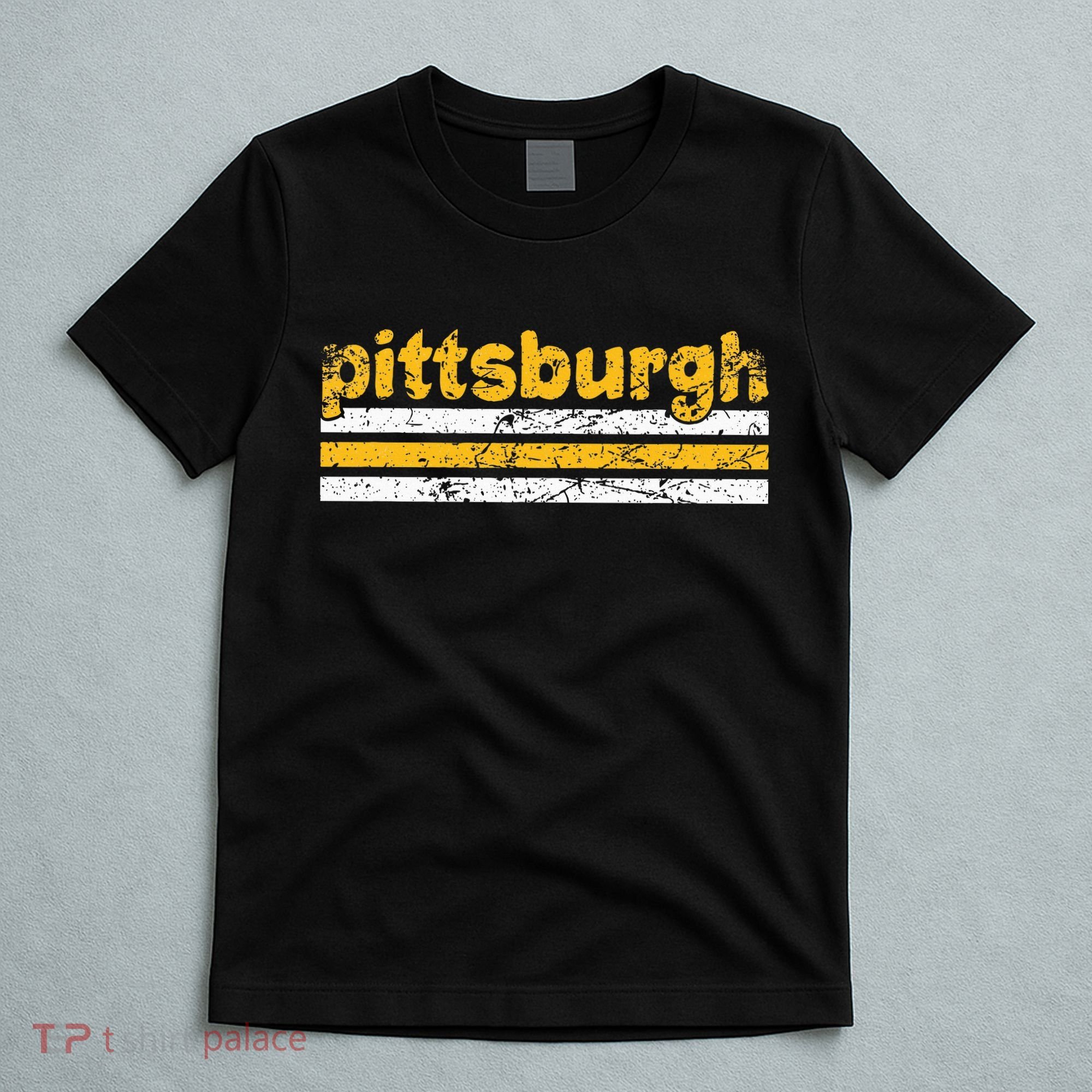 Pittsburgh Pennsylvania Three Stripe Vintage Weathered T-Shirt