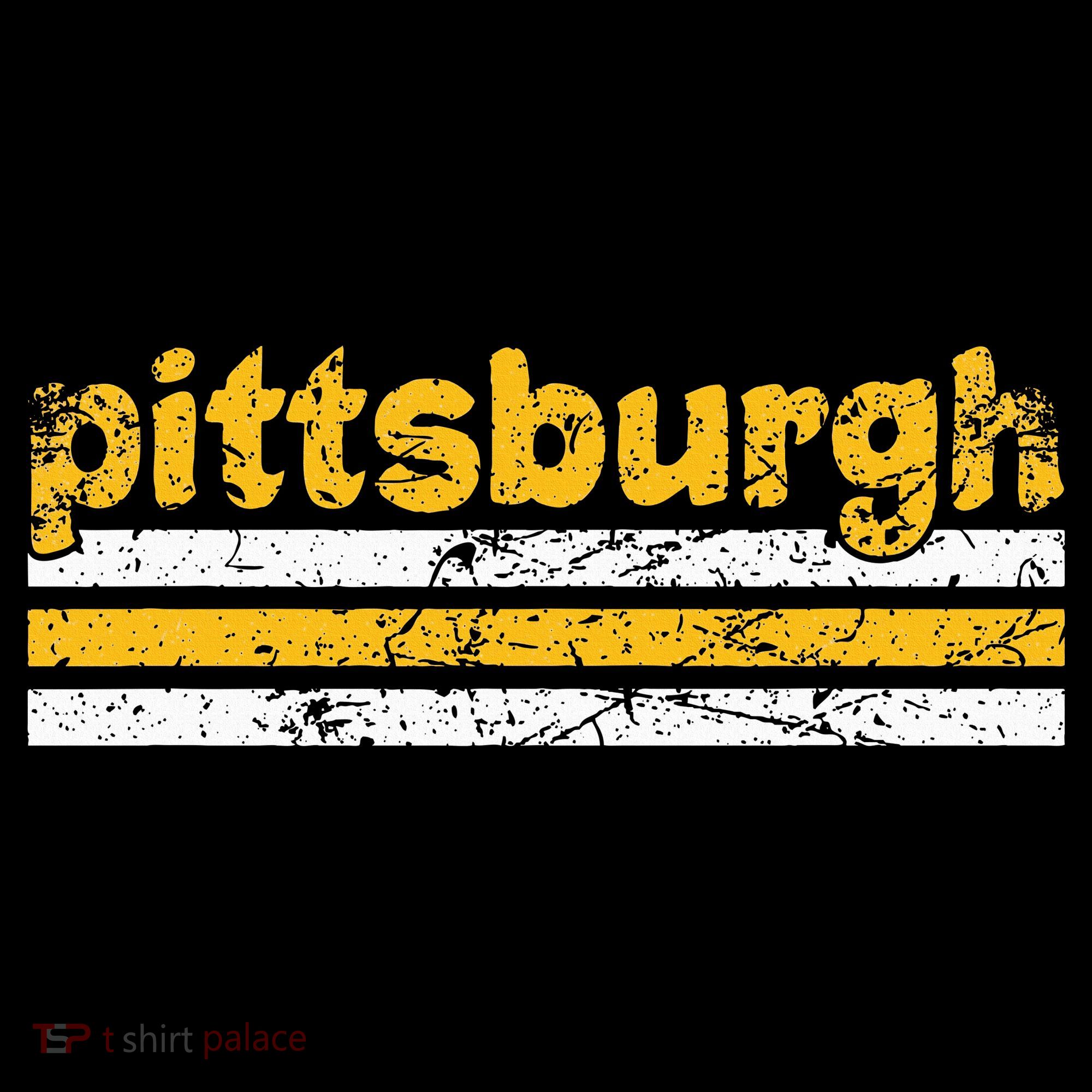 Pittsburgh Pennsylvania Three Stripe Vintage Weathered T-Shirt