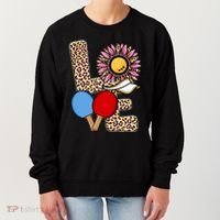 Ping Pong T Shirts Love Table Tennis Leopard Sunflower Graphic Plus Size Women's Sweatshirt thumb 0