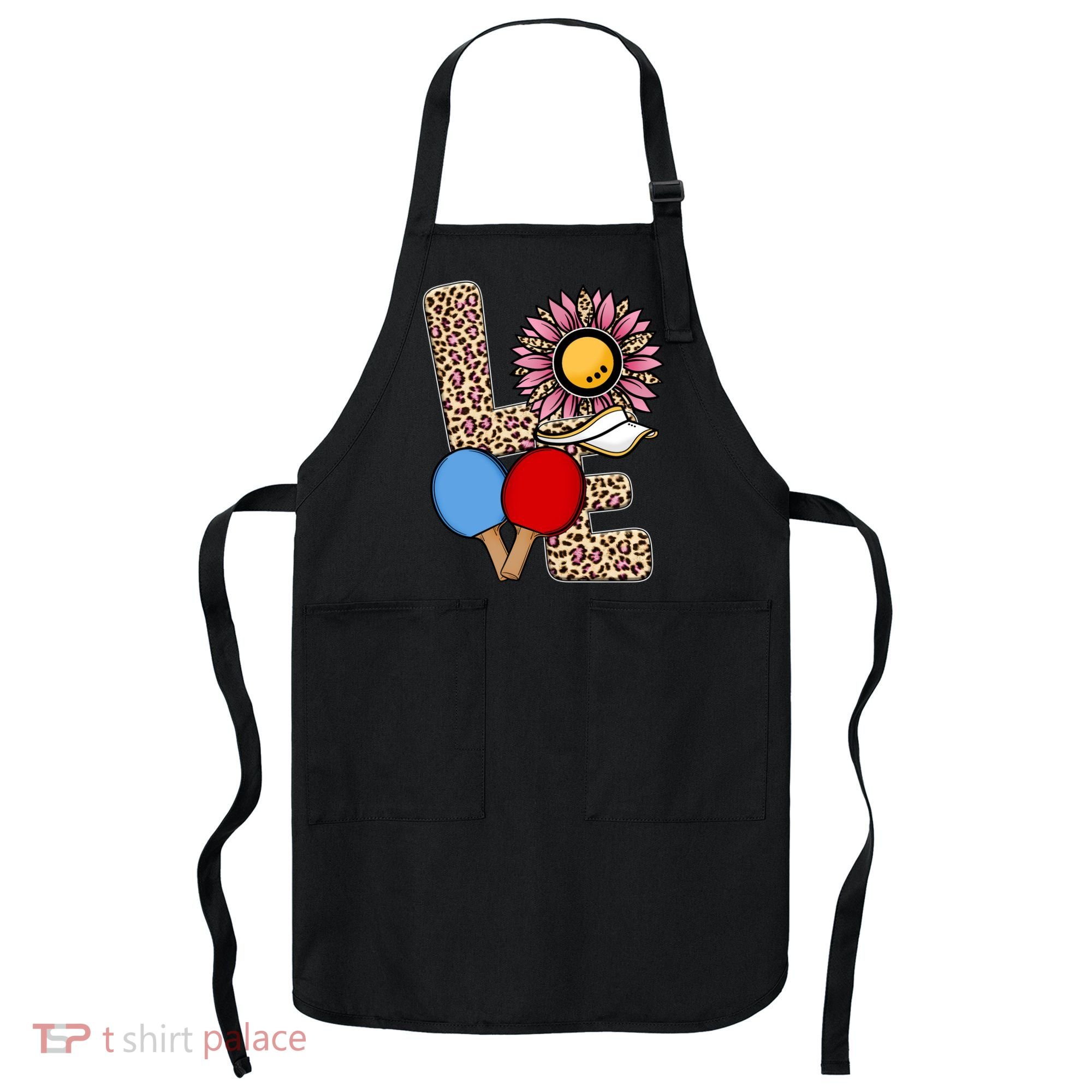 Ping Pong T Shirts Love Table Tennis Leopard Sunflower Graphic Plus Size Apron