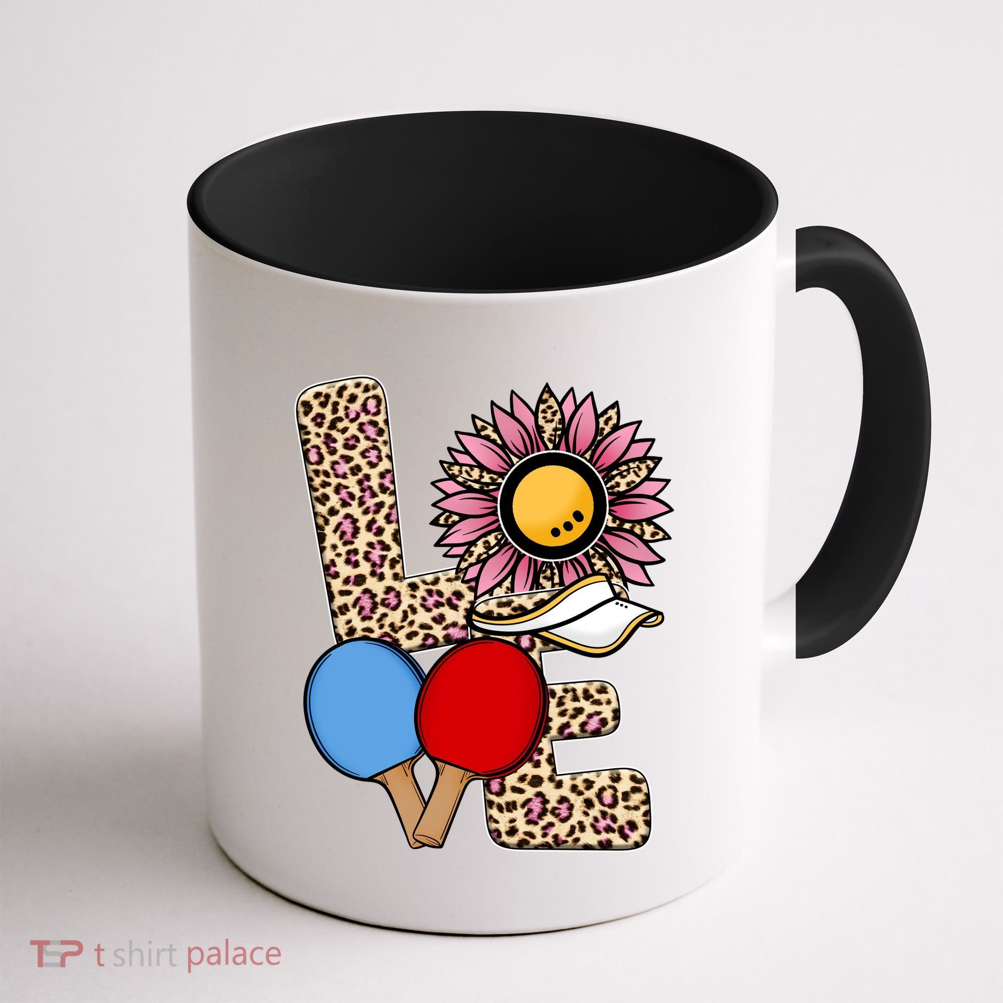 Ping Pong T Shirts Love Table Tennis Leopard Sunflower Graphic Plus Size Coffee Mug