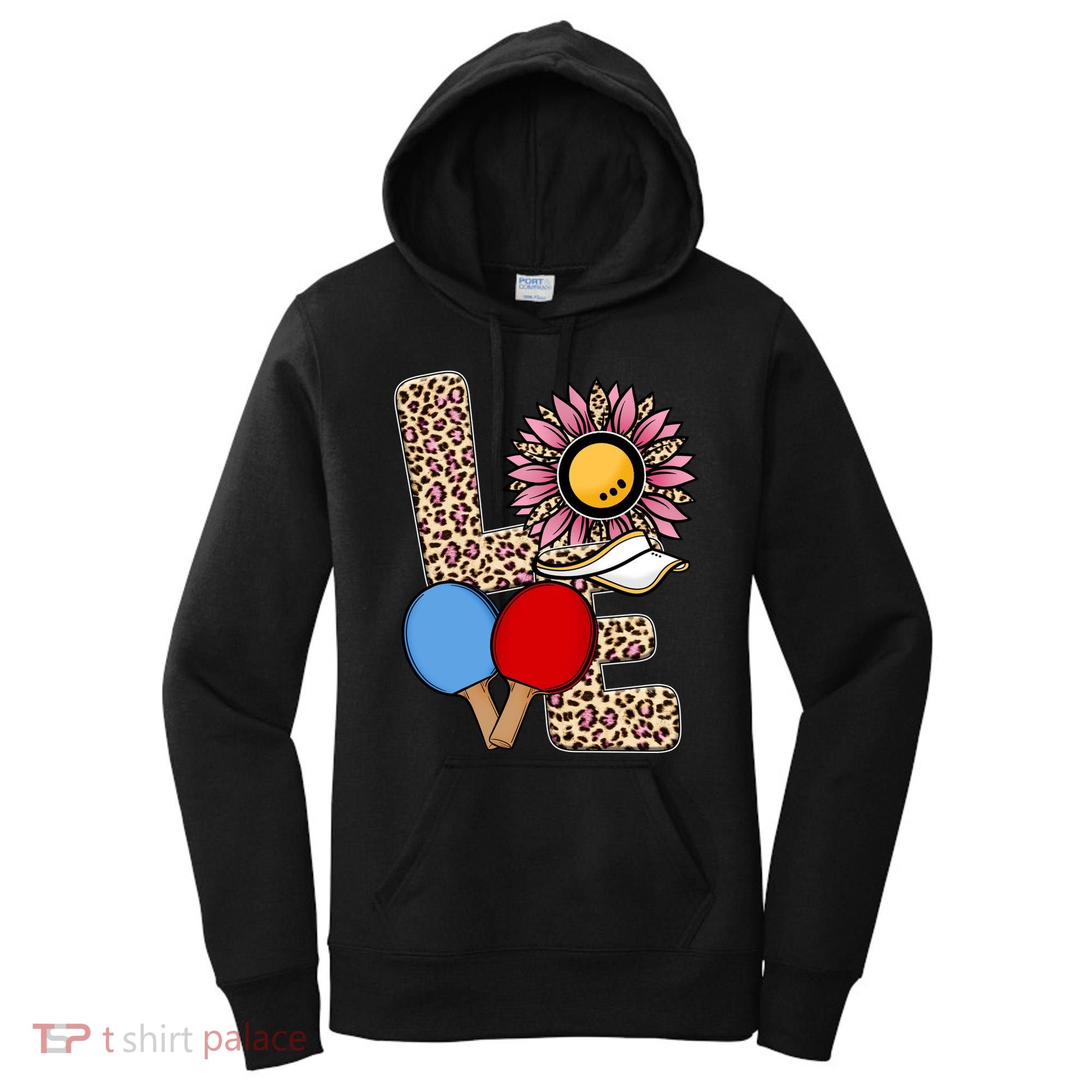 Ping Pong T Shirts Love Table Tennis Leopard Sunflower Graphic Plus Size Women's Hoodie