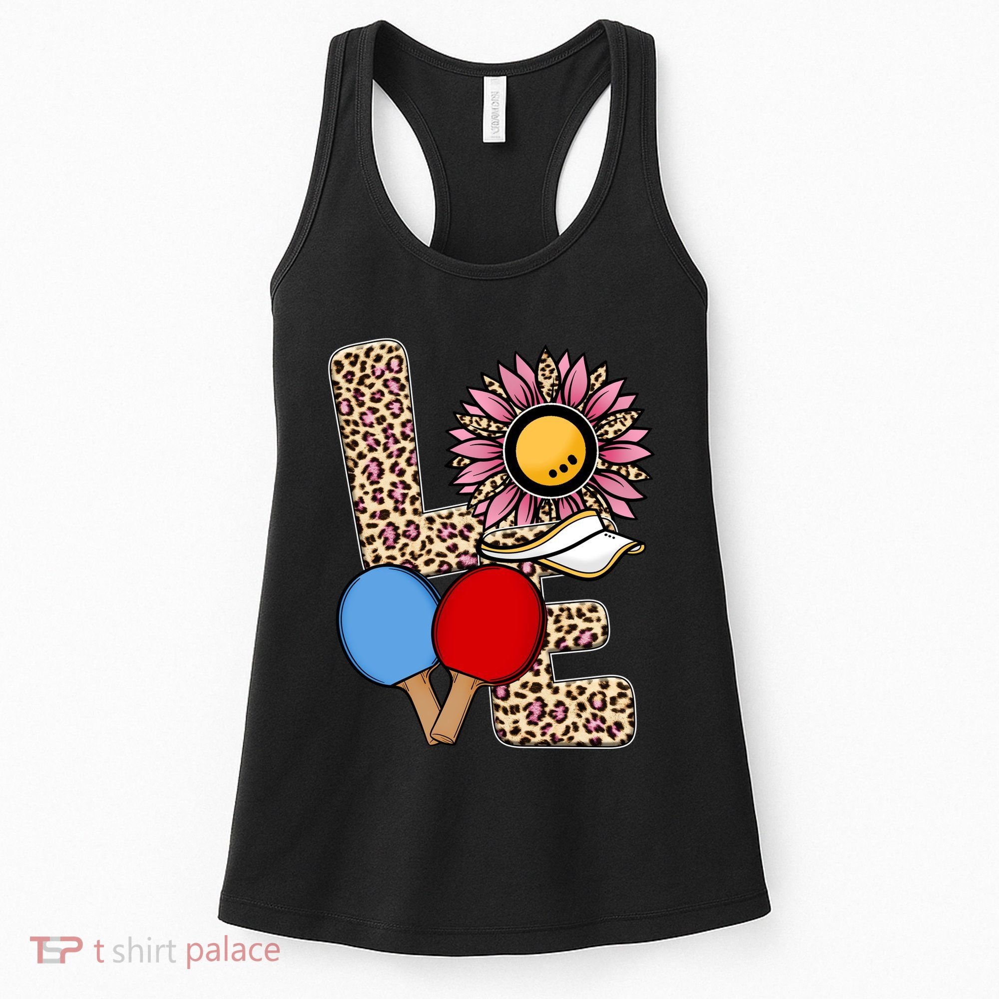 Ping Pong T Shirts Love Table Tennis Leopard Sunflower Graphic Plus Size Women's Tank Top