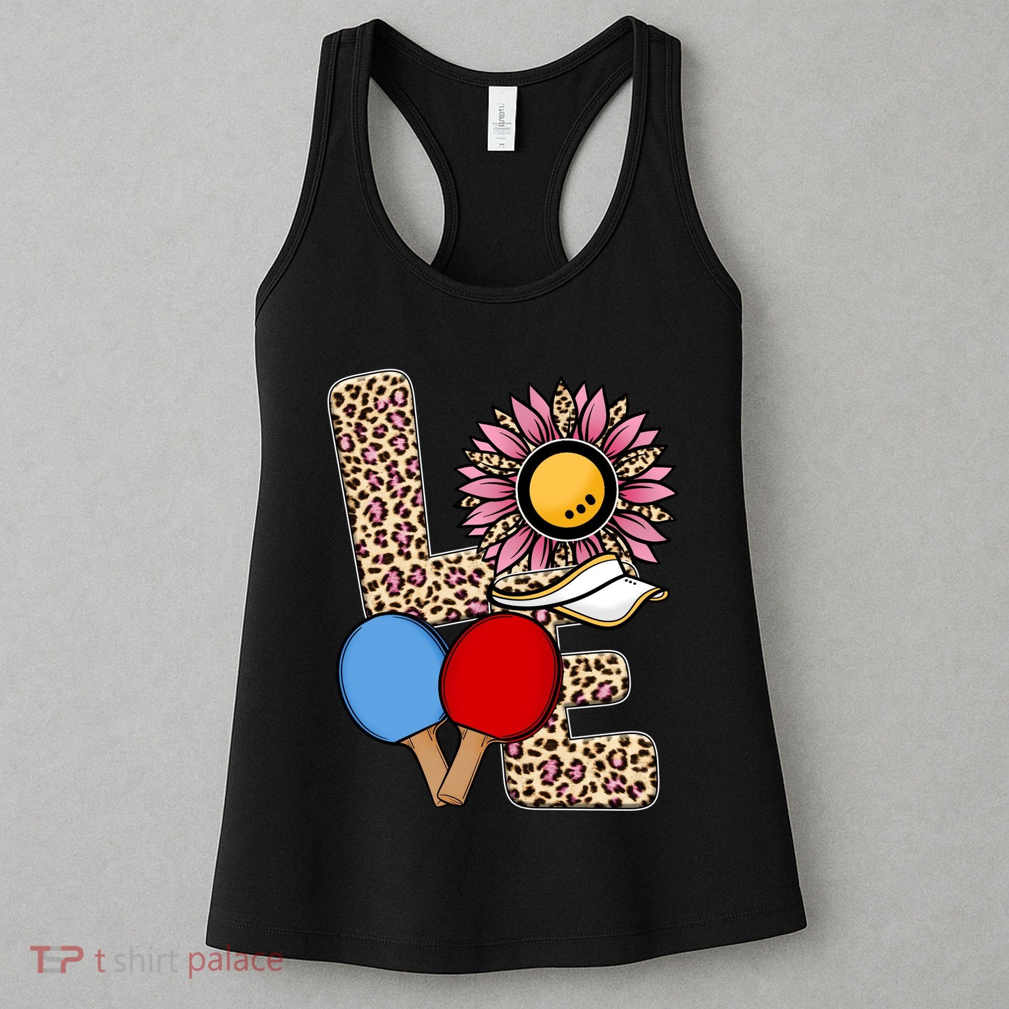 Ping Pong T Shirts Love Table Tennis Leopard Sunflower Graphic Plus Size Women's Tank Top
