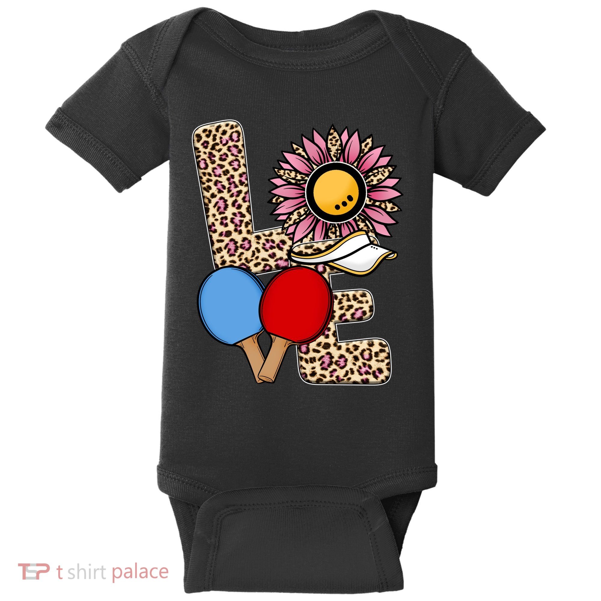 Ping Pong T Shirts Love Table Tennis Leopard Sunflower Graphic Plus Size Baby Bodysuit