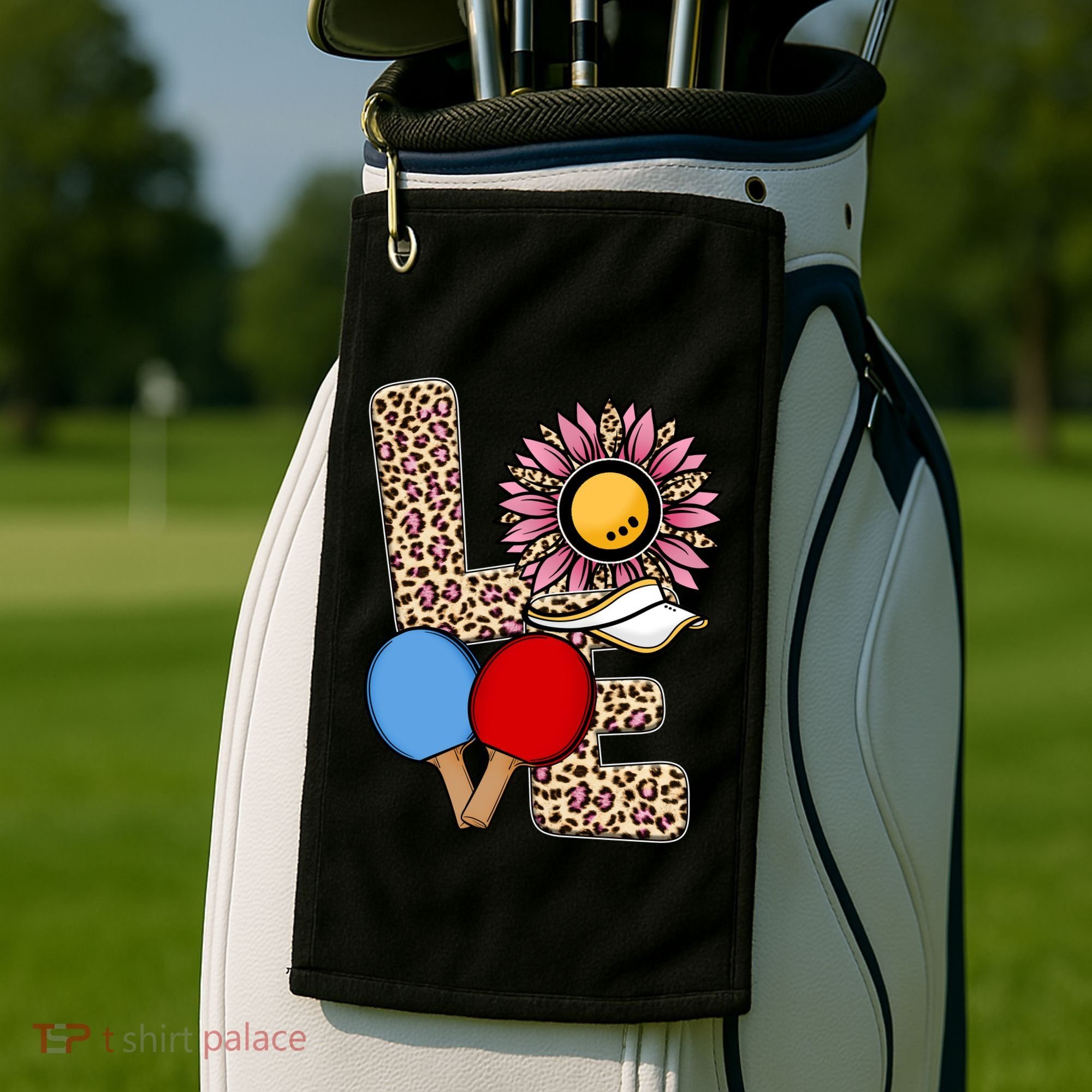 Ping Pong T Shirts Love Table Tennis Leopard Sunflower Graphic Plus Size Golf Towel