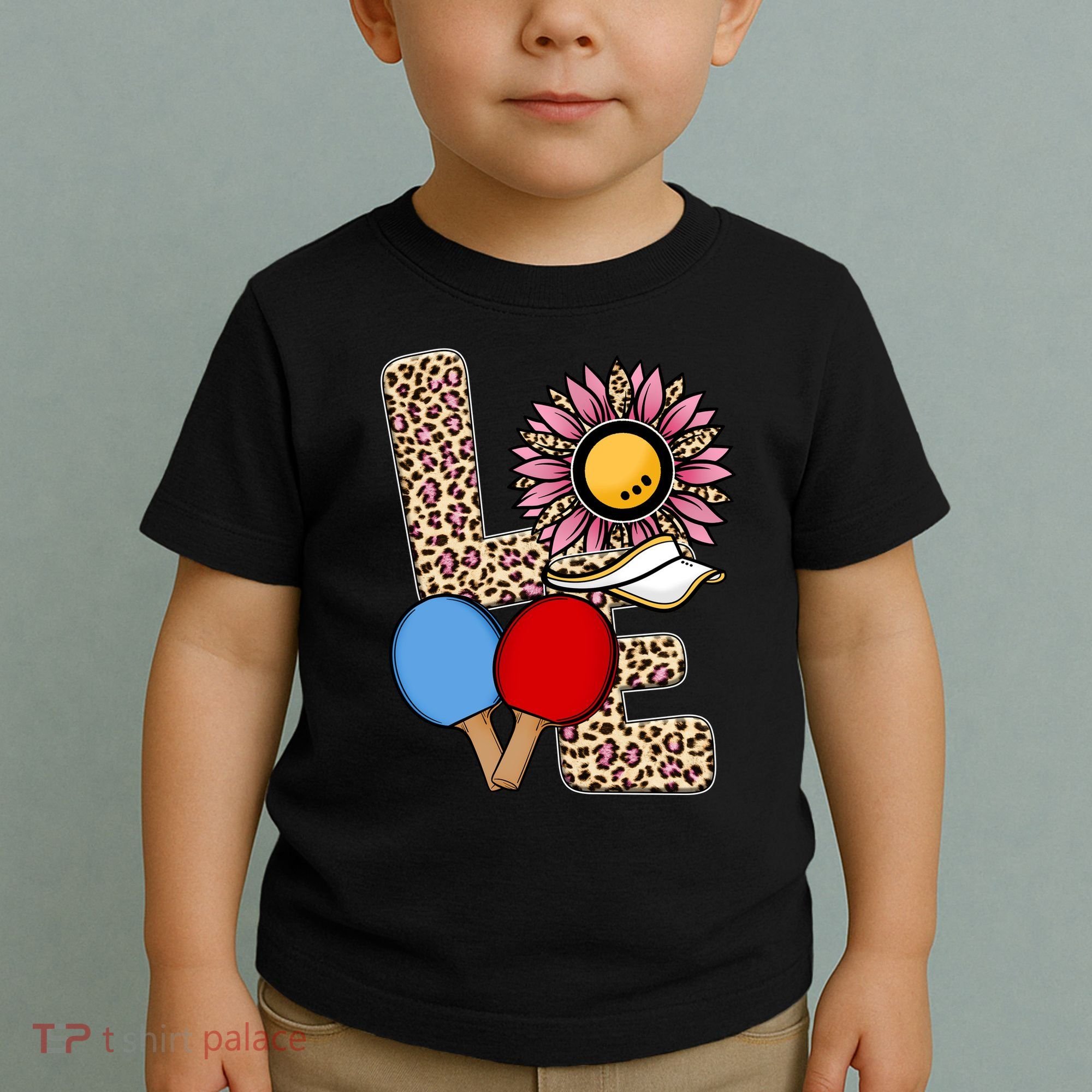 Ping Pong T Shirts Love Table Tennis Leopard Sunflower Graphic Plus Size Toddler T-Shirt