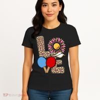 Ping Pong T Shirts Love Table Tennis Leopard Sunflower Graphic Plus Size Women's T-Shirt thumb 4