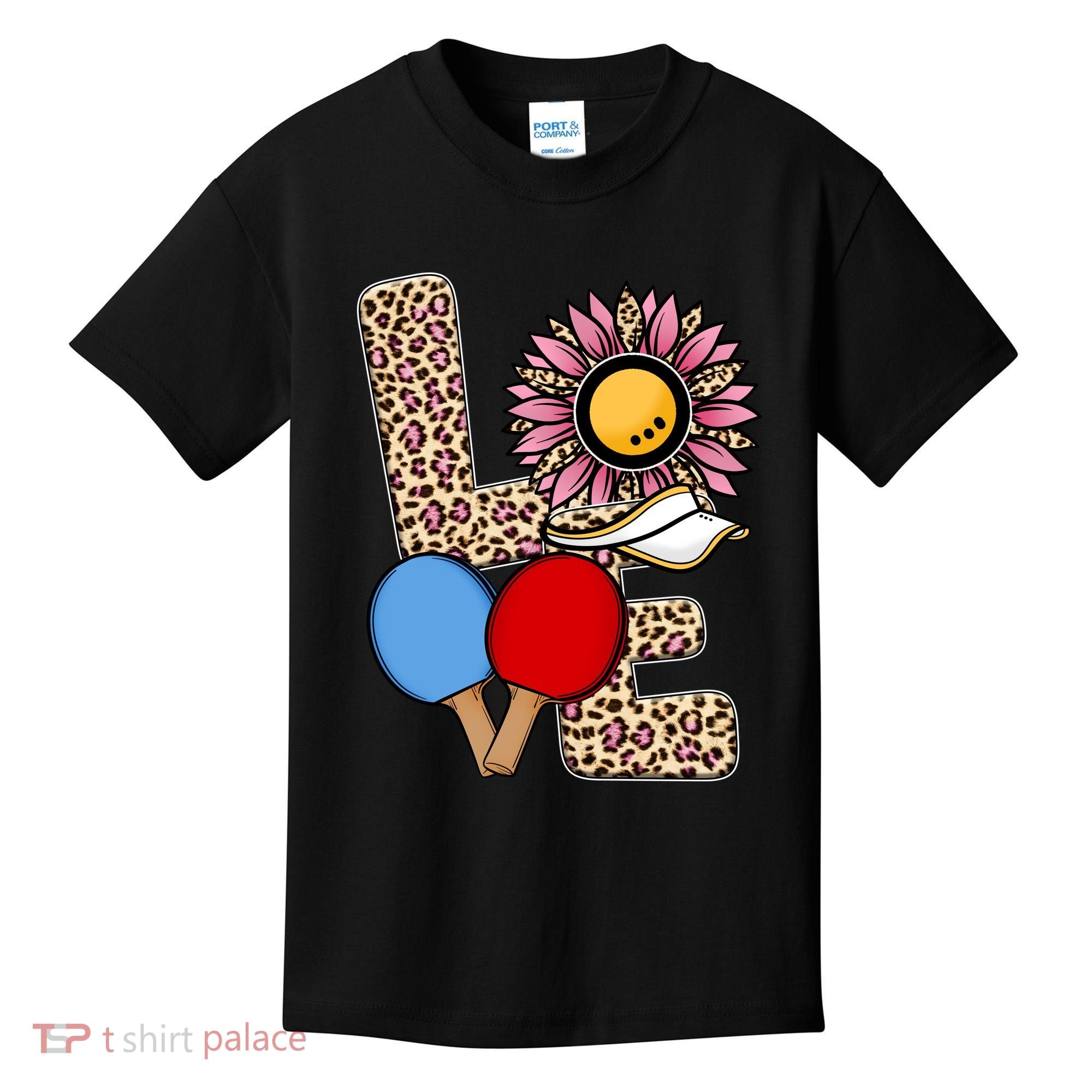 Ping Pong T Shirts Love Table Tennis Leopard Sunflower Graphic Plus Size Kids T-Shirt