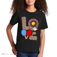 Ping Pong T Shirts Love Table Tennis Leopard Sunflower Graphic Plus Size Kids T-Shirt thumb 2