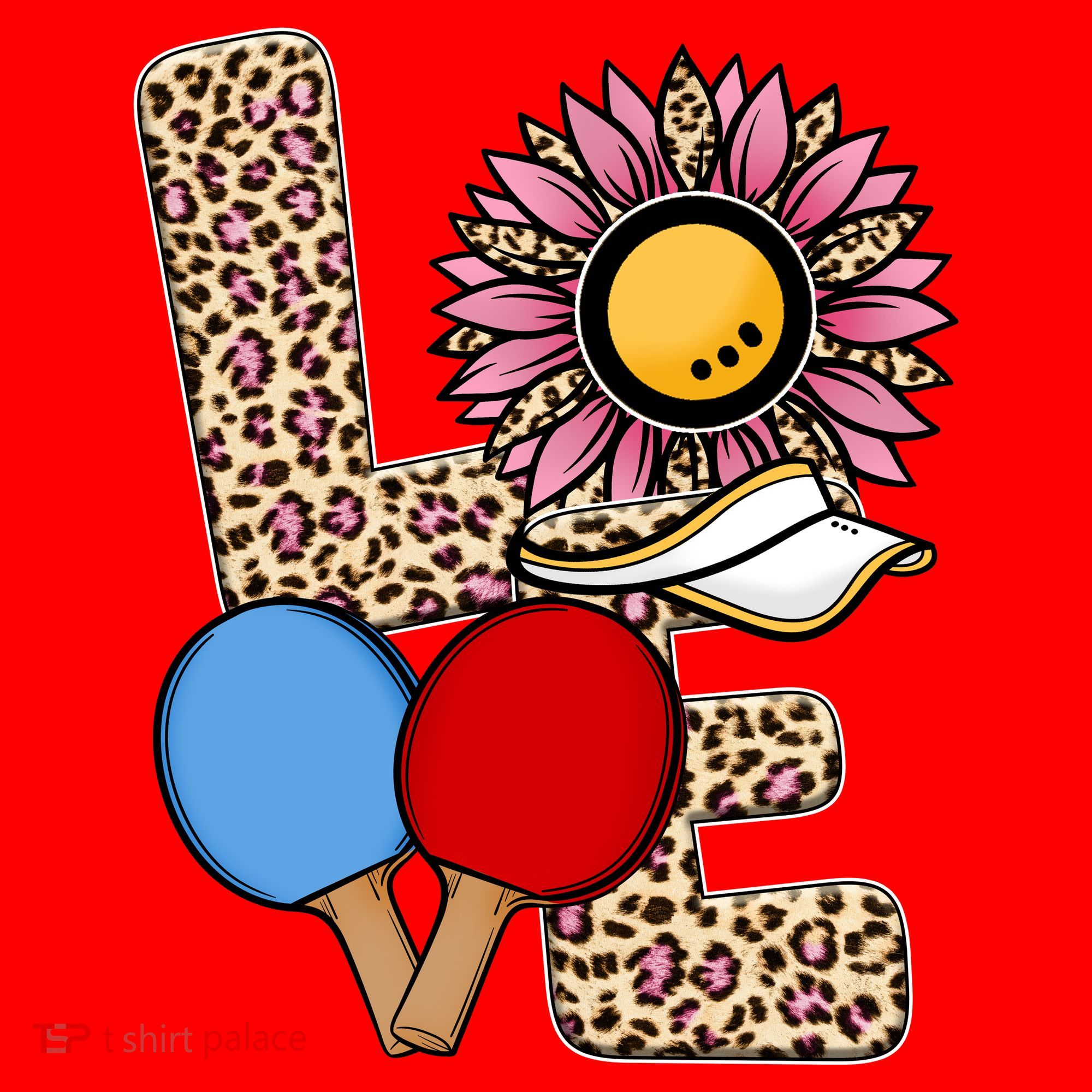 Ping Pong T Shirts Love Table Tennis Leopard Sunflower Graphic Plus Size Santa Hat