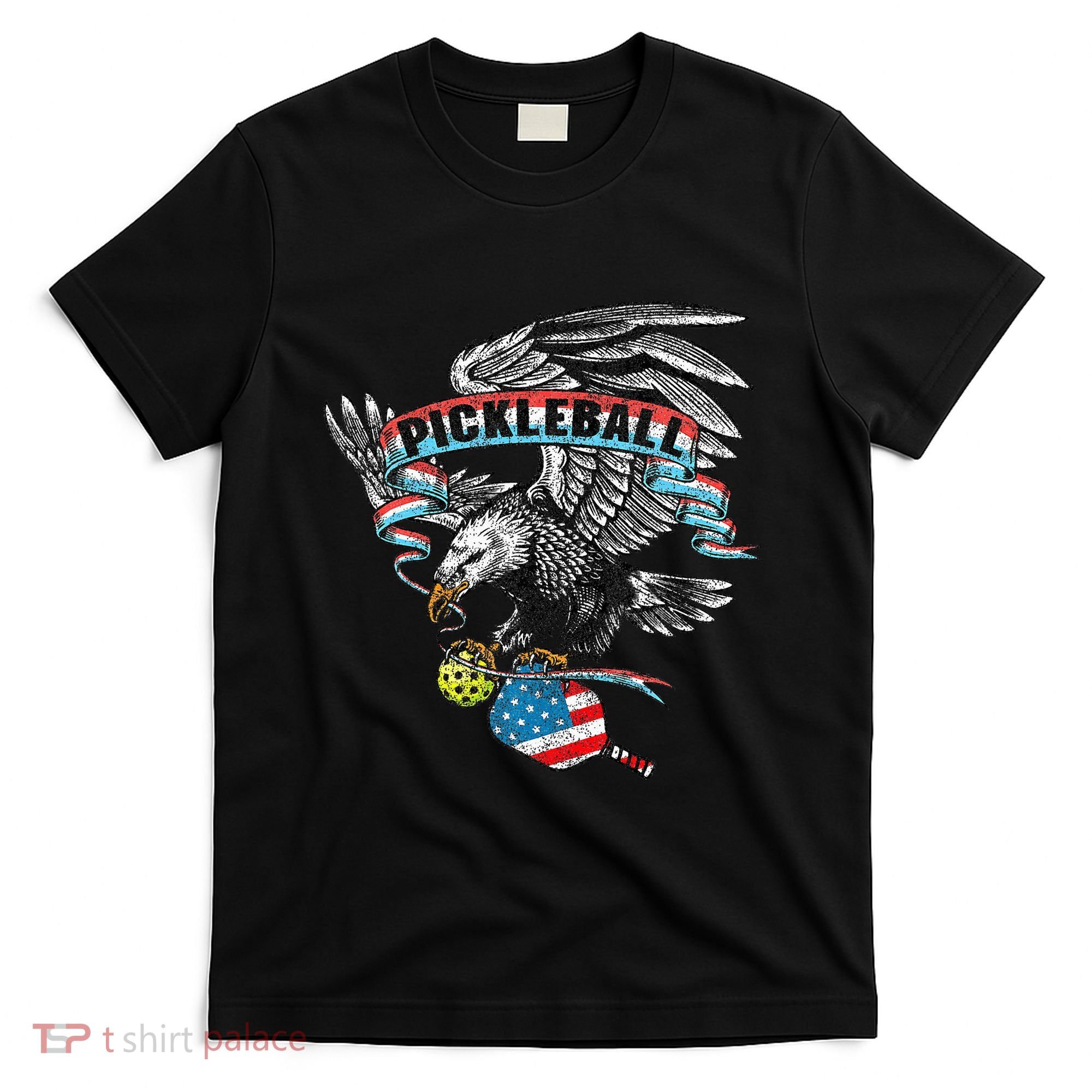 Pickleball Player Usa American Flag Eagle Vintage Graphic T-Shirt