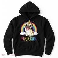 Pugicorn Pug Unicorn Girl Kids Space Galaxy Rainbow Hoodie thumb 0