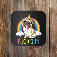 Pugicorn Pug Unicorn Girl Kids Space Galaxy Rainbow Coaster thumb 0