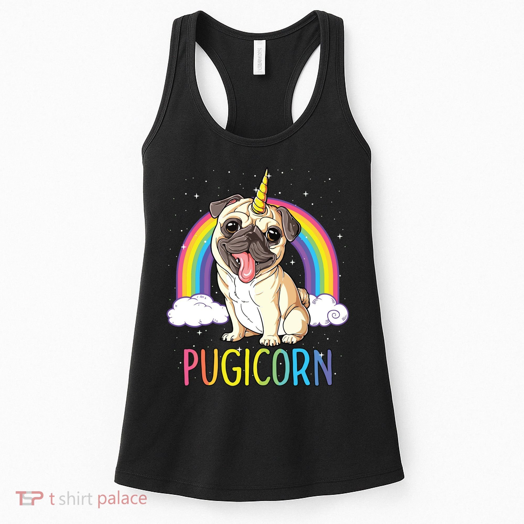 Pugicorn Pug Unicorn Girl Kids Space Galaxy Rainbow Women's Tank Top