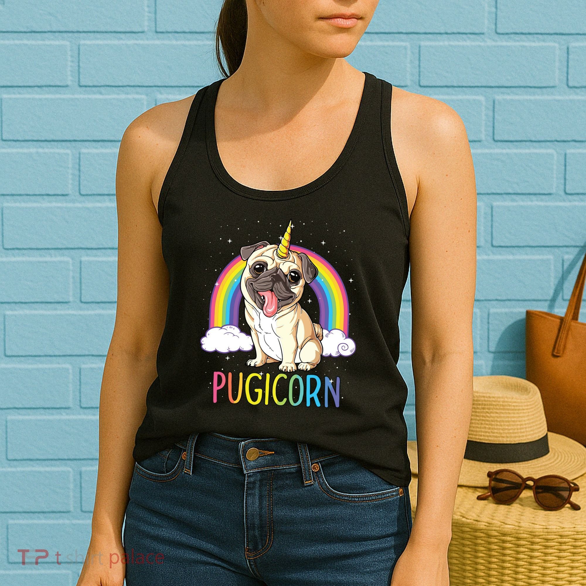 Pugicorn Pug Unicorn Girl Kids Space Galaxy Rainbow Women's Tank Top