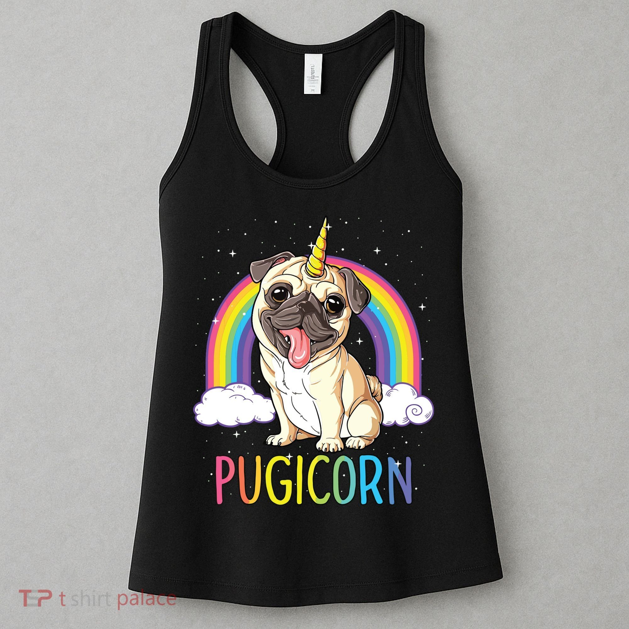 Pugicorn Pug Unicorn Girl Kids Space Galaxy Rainbow Women's Tank Top
