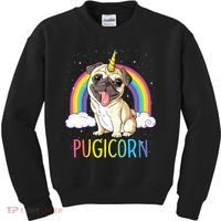 Pugicorn Pug Unicorn Girl Kids Space Galaxy Rainbow Kids Sweatshirt thumb 0