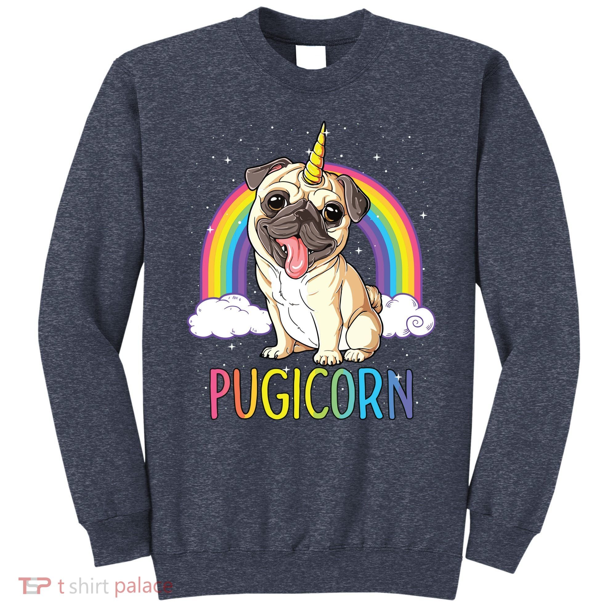 Pugicorn Pug Unicorn Girl Kids Space Galaxy Rainbow Sweatshirt