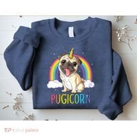 Pugicorn Pug Unicorn Girl Kids Space Galaxy Rainbow Sweatshirt thumb 2